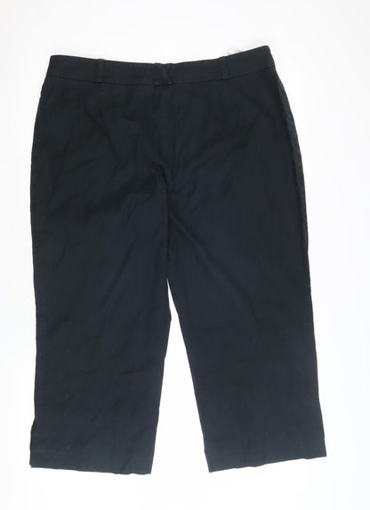 Womens UK Size 14 Planet Regular Fit Cropped Black Trousers