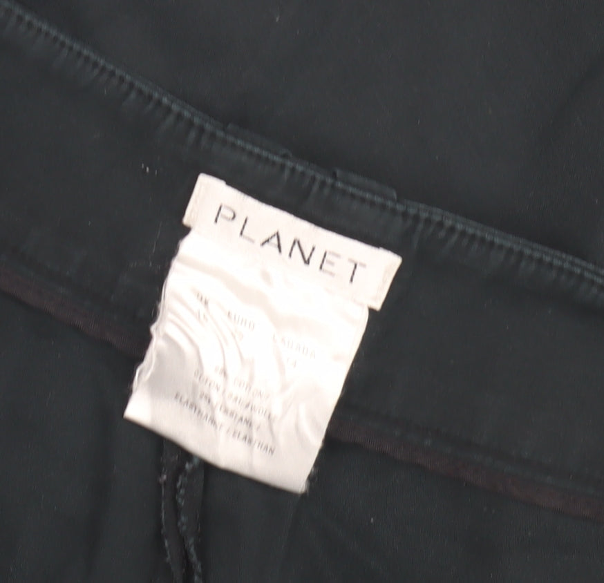 Womens UK Size 14 Planet Regular Fit Cropped Black Trousers
