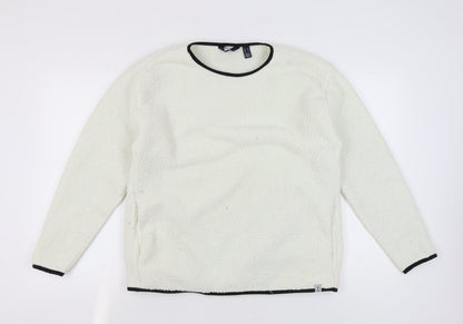 Lands’ End Women’s Ivory Fleece Pullover M