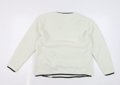 Lands’ End Women’s Ivory Fleece Pullover M