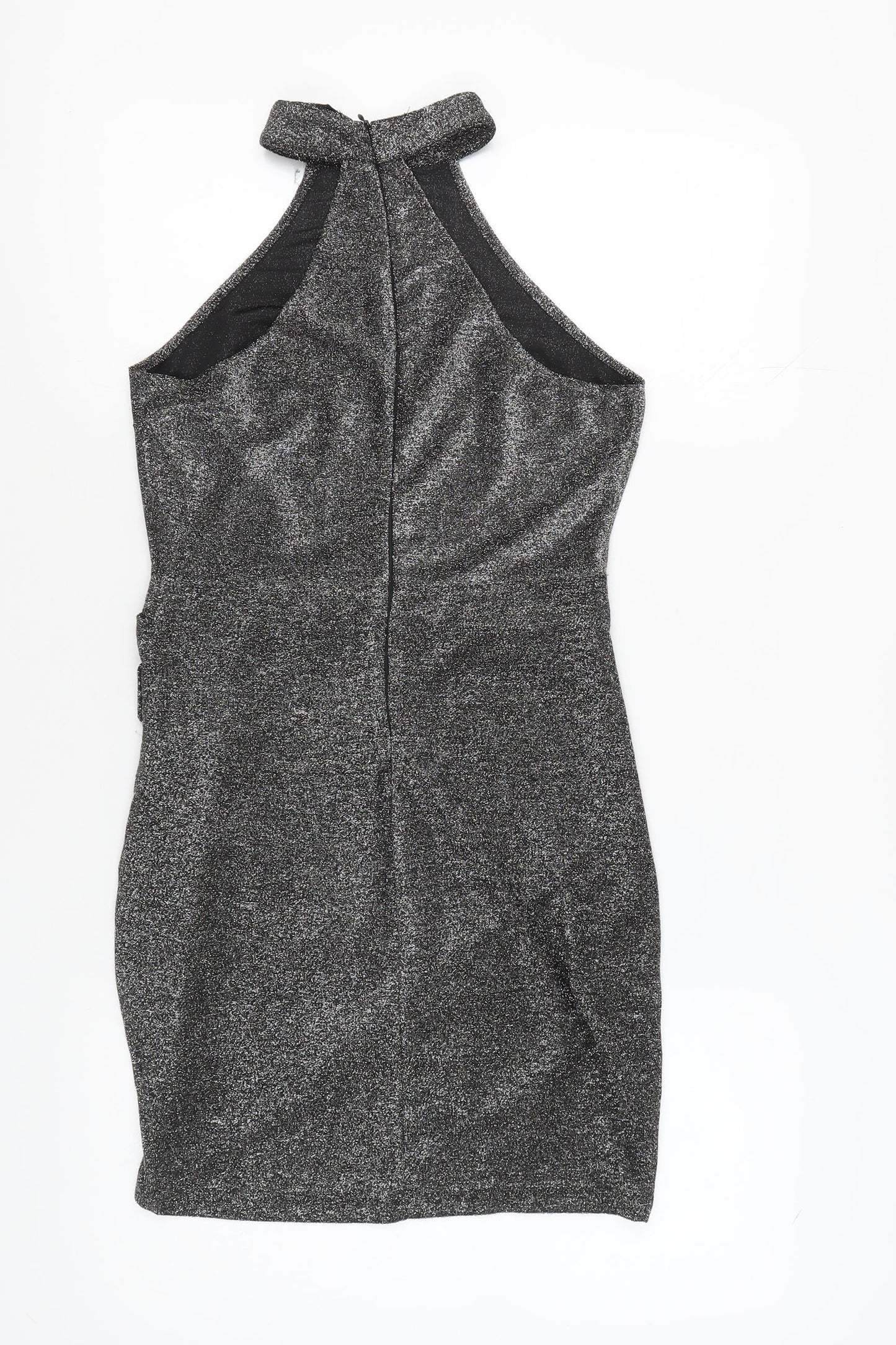 AX Women's Silver Halter Sheath Mini Party Dress