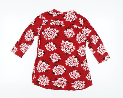 Bonmarché Women's Red Floral Tunic Blouse Size 12