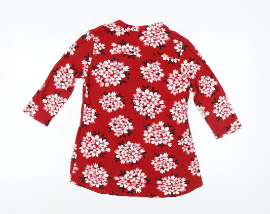 Bonmarché Women's Red Floral Tunic Blouse Size 12