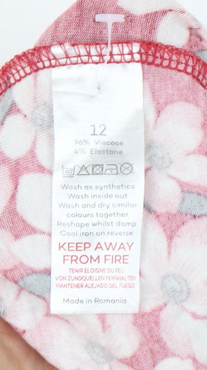 Bonmarché Women's Red Floral Tunic Blouse Size 12