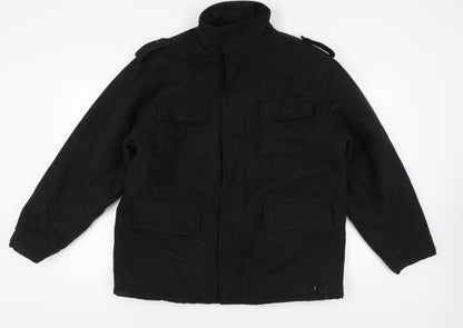 Latitude Men's Black XL Military Wool Coat