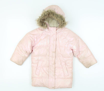 CCC Kids Pink Puffer Coat, Girls 5-6Y, Winter Hooded