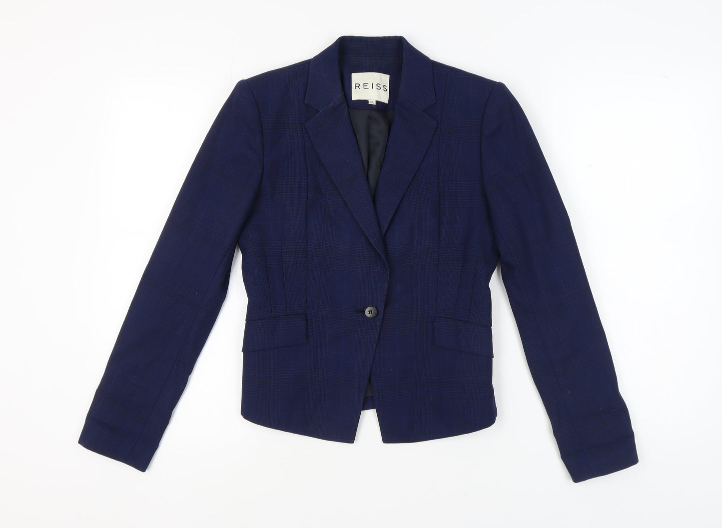 Reiss Women's Blue Check Suit Jacket, Size 8