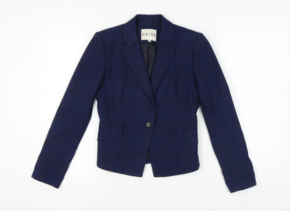 Reiss Women's Blue Check Suit Jacket, Size 8