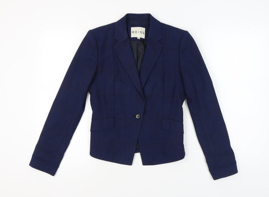 Reiss Women's Blue Check Suit Jacket, Size 8