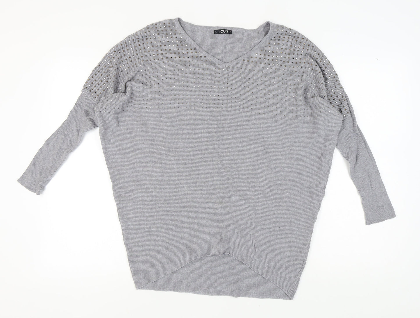 Womens UK Size S Quiz Grey Pullover Jumper