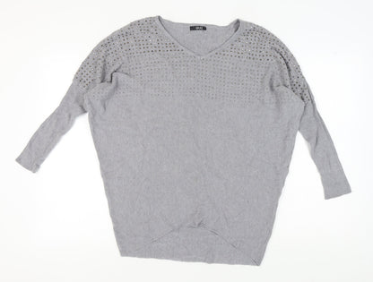 Womens UK Size S Quiz Grey Pullover Jumper