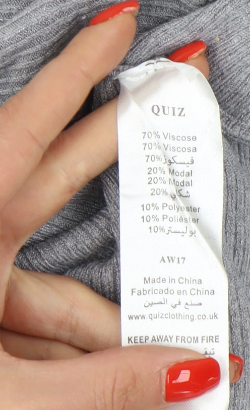 Womens UK Size S Quiz Grey Pullover Jumper