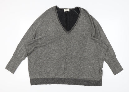 Hush Women's Grey V-Neck Pullover Jumper XL