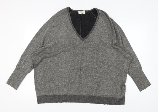 Hush Women's Grey V-Neck Pullover Jumper XL