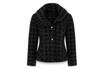 Per Una Women's Black Check Bouclé Blazer Size 10