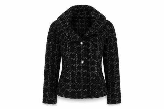 Per Una Women's Black Check Bouclé Blazer Size 10