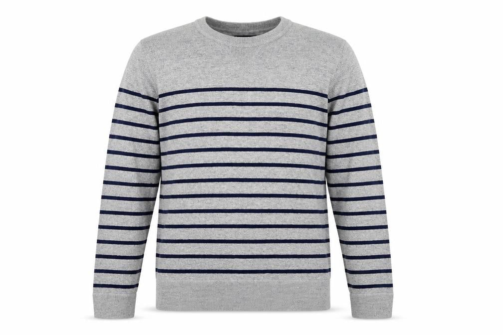 Gap Men's Grey Striped Pullover Sweatshirt M
