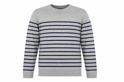 Gap Men's Grey Striped Pullover Sweatshirt M