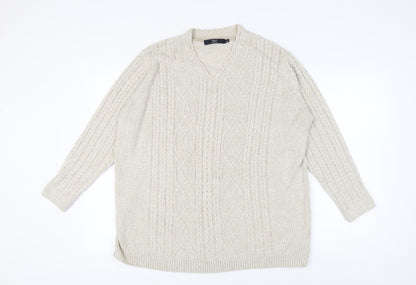 Womens UK Size L Isle Essentials Beige Pullover Jumper
