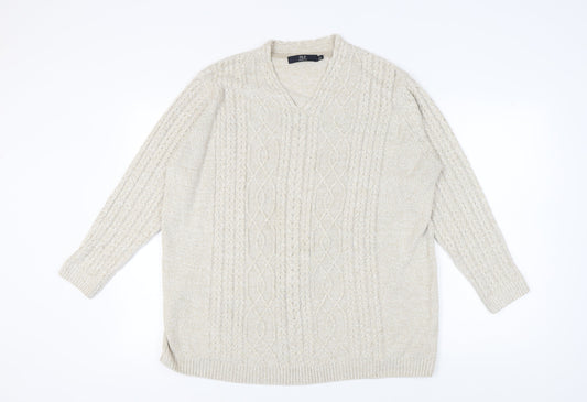 Womens UK Size L Isle Essentials Beige Pullover Jumper
