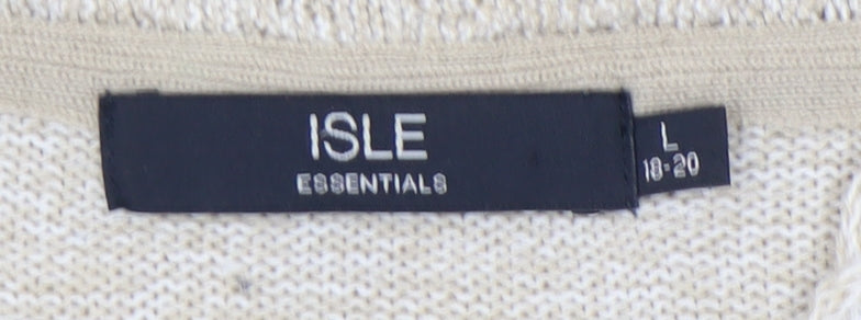 Womens UK Size L Isle Essentials Beige Pullover Jumper