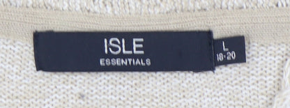 Womens UK Size L Isle Essentials Beige Pullover Jumper