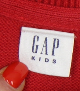 Gap Kids Girls Red Pullover Jumper with Sequin Dog, Size S