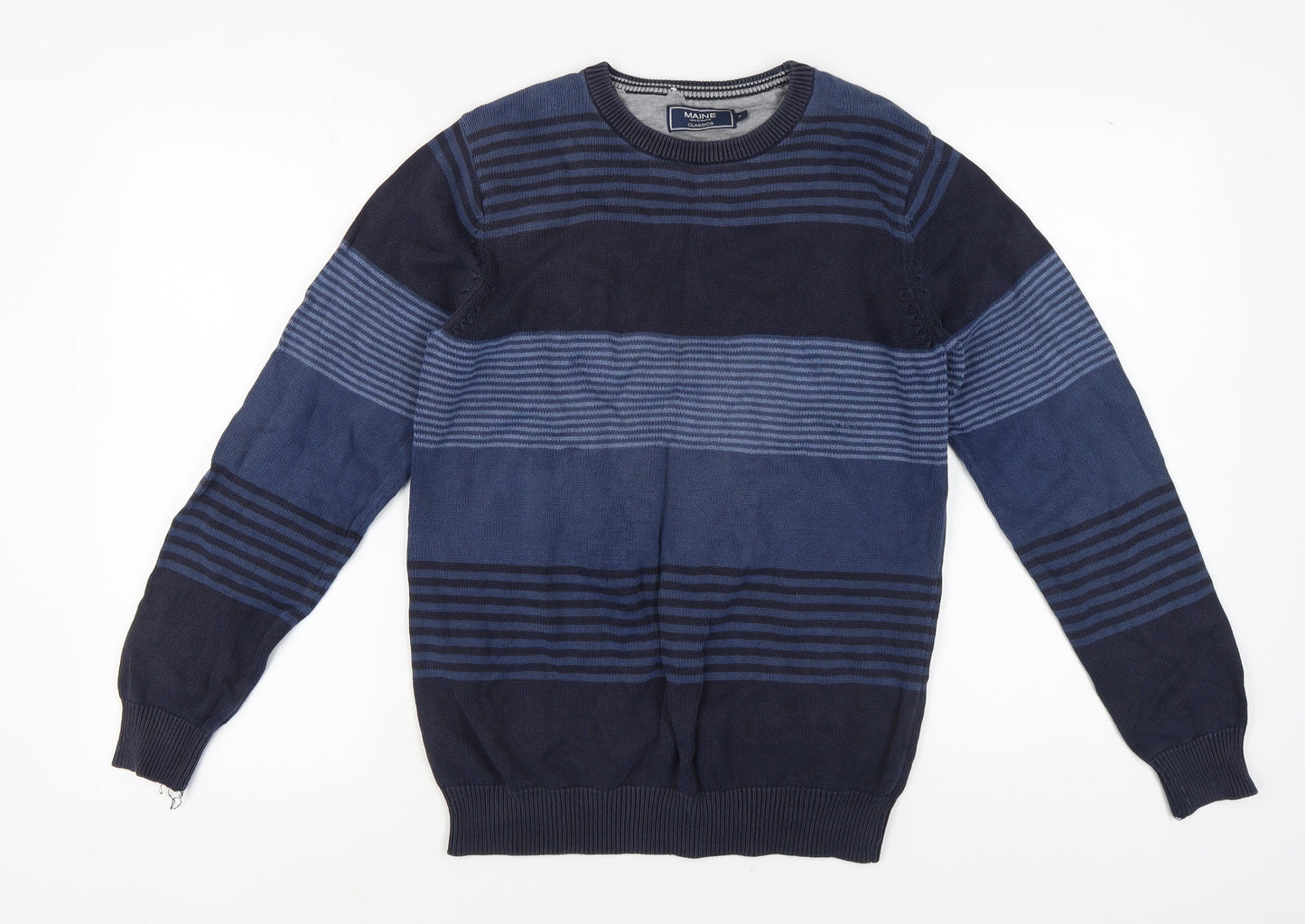 MAINE Men's Blue Striped Pullover Jumper, Size S