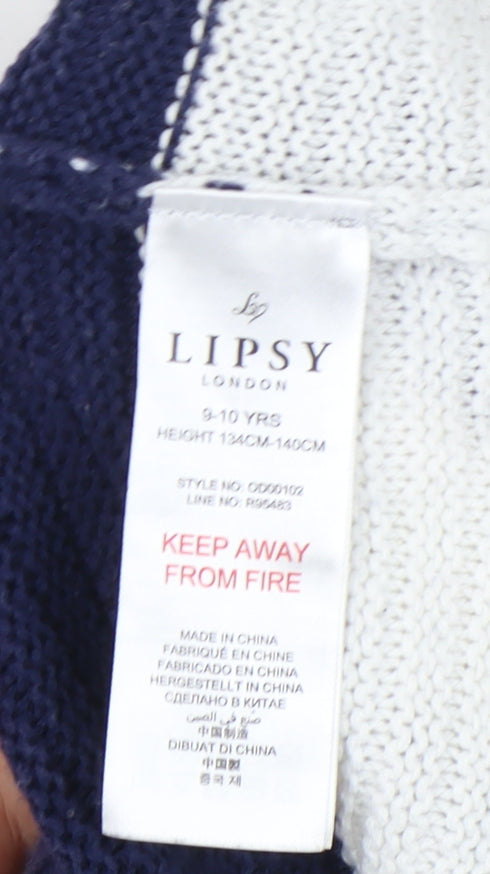 Lipsy Girls Multicoloured Stripe Pullover Jumper Size 9-10 Years