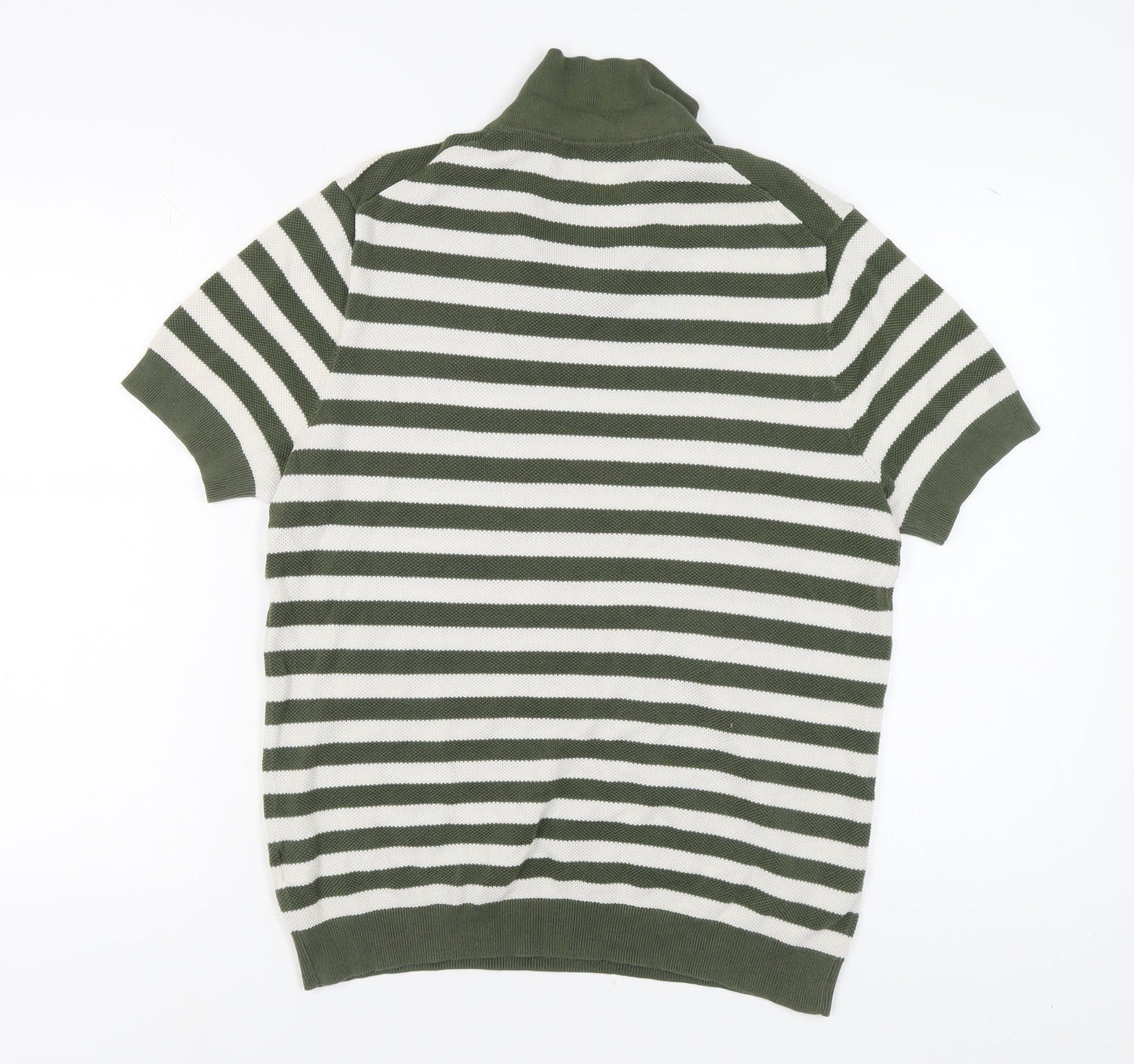 Pringle of Scotland Men's Green Striped Polo Shirt L