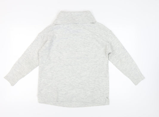 Cotton Traders Women's Grey Floral Knit Pullover Jumper Size 16