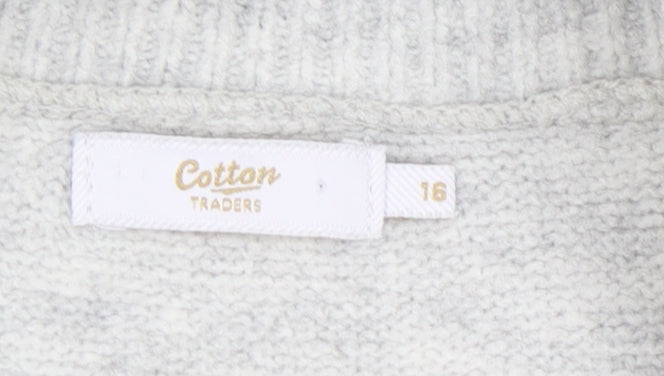 Womens UK Size 16 Cotton Traders Grey Pullover Jumper