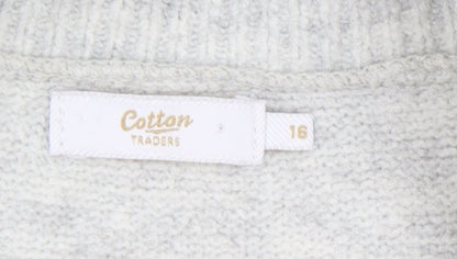 Womens UK Size 16 Cotton Traders Grey Pullover Jumper