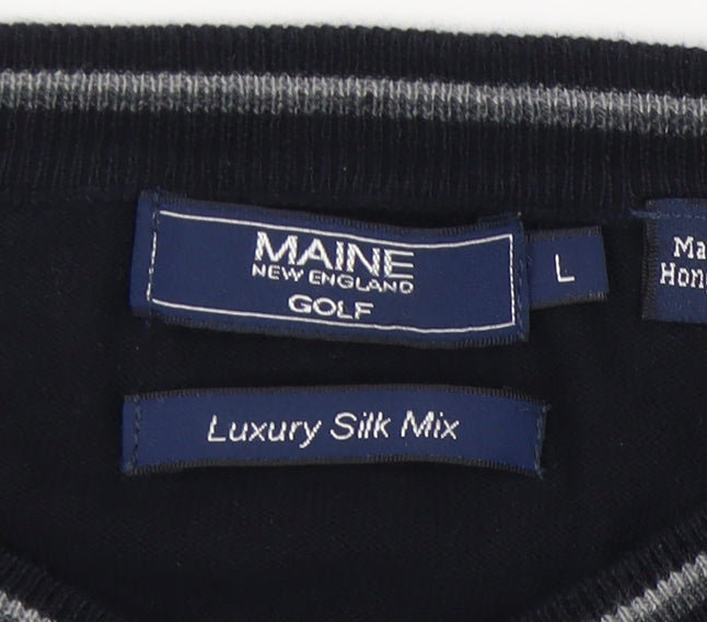 Maine New England Men's Black V-Neck Pullover Jumper