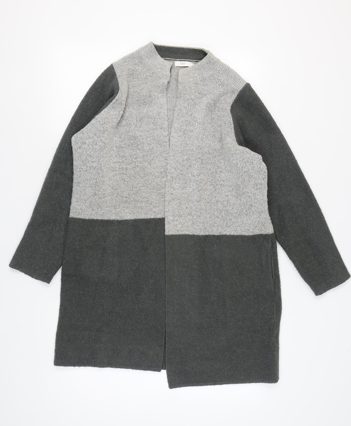 Cotton Traders Women's Grey Long Sleeve Open Front Cardigan Size 16