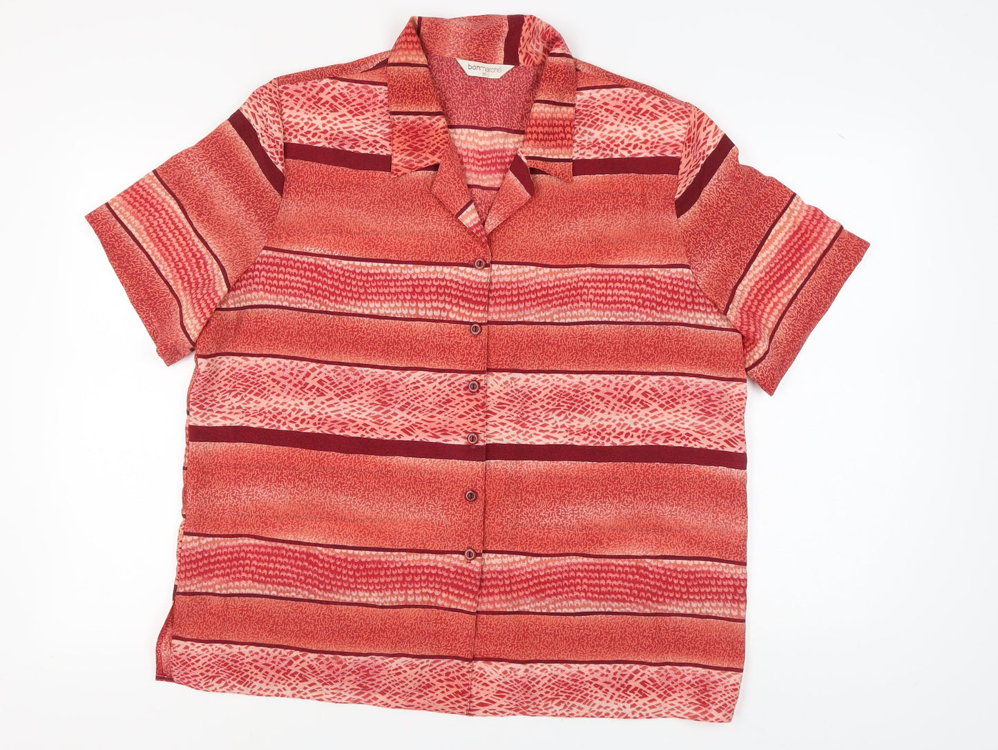 Womens UK Size 20 Bonmarché Red Basic Button-Up