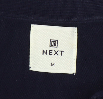Next Men's Blue Cotton Polo Shirt with Zip, Medium