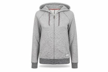 O'Neill Women's Grey Striped Full Zip Hoodie, Size 12