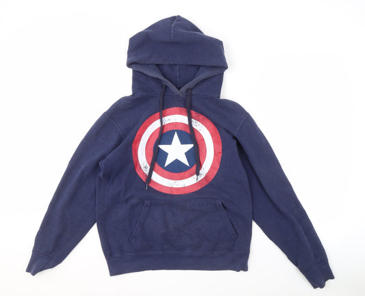 Mens UK Size M Marvel Blue Pullover Hoodie