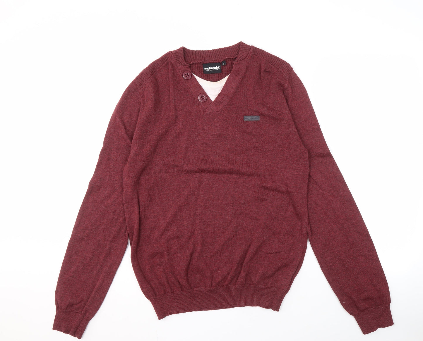 McKenzie Red V-Neck Pullover Jumper Men L