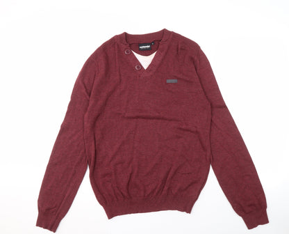 McKenzie Red V-Neck Pullover Jumper Men L