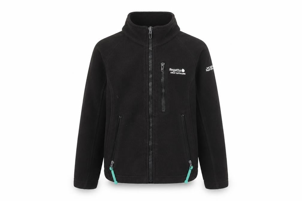 Front view of Regatta boys’ black 7 years basic fleece jacket