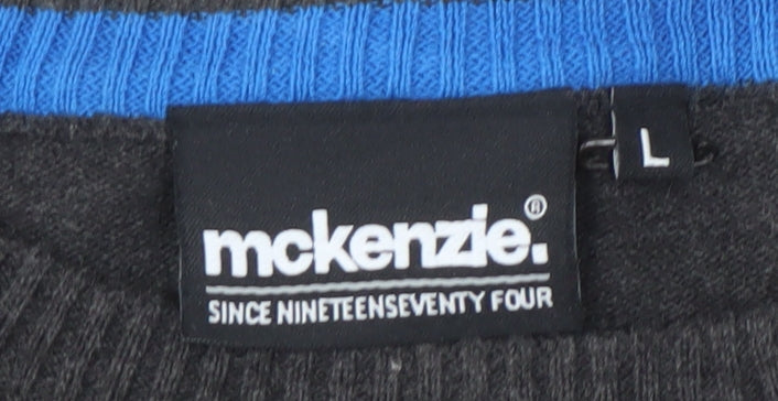 McKenzie Men's Grey Striped Pullover Jumper Size L