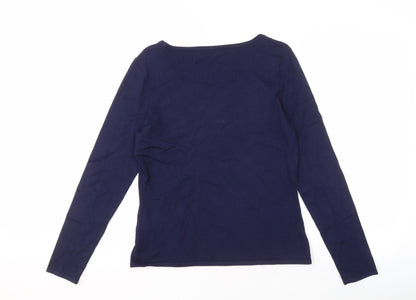 Jacques Vert Women's Embroidered Blue Long Sleeve Top