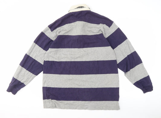 Tommy Hilfiger Men's Grey Striped Polo M