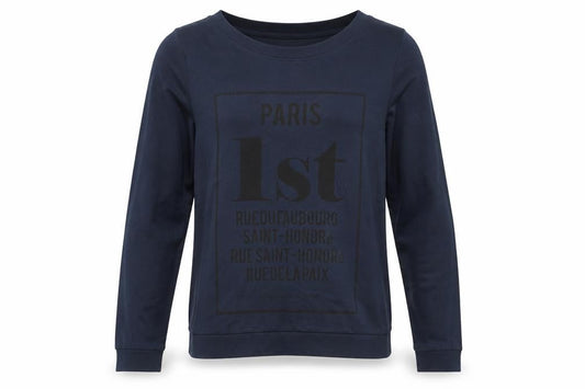 Front view of Jacqueline de Yong Blue Graphic Sweatshirt M unisex