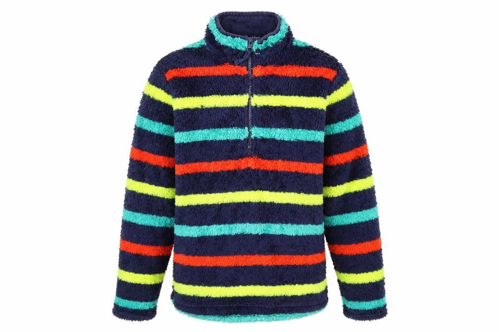 Front view of Mountain Warehouse boys’ fleece striped full zip sweatshirt 11-12y