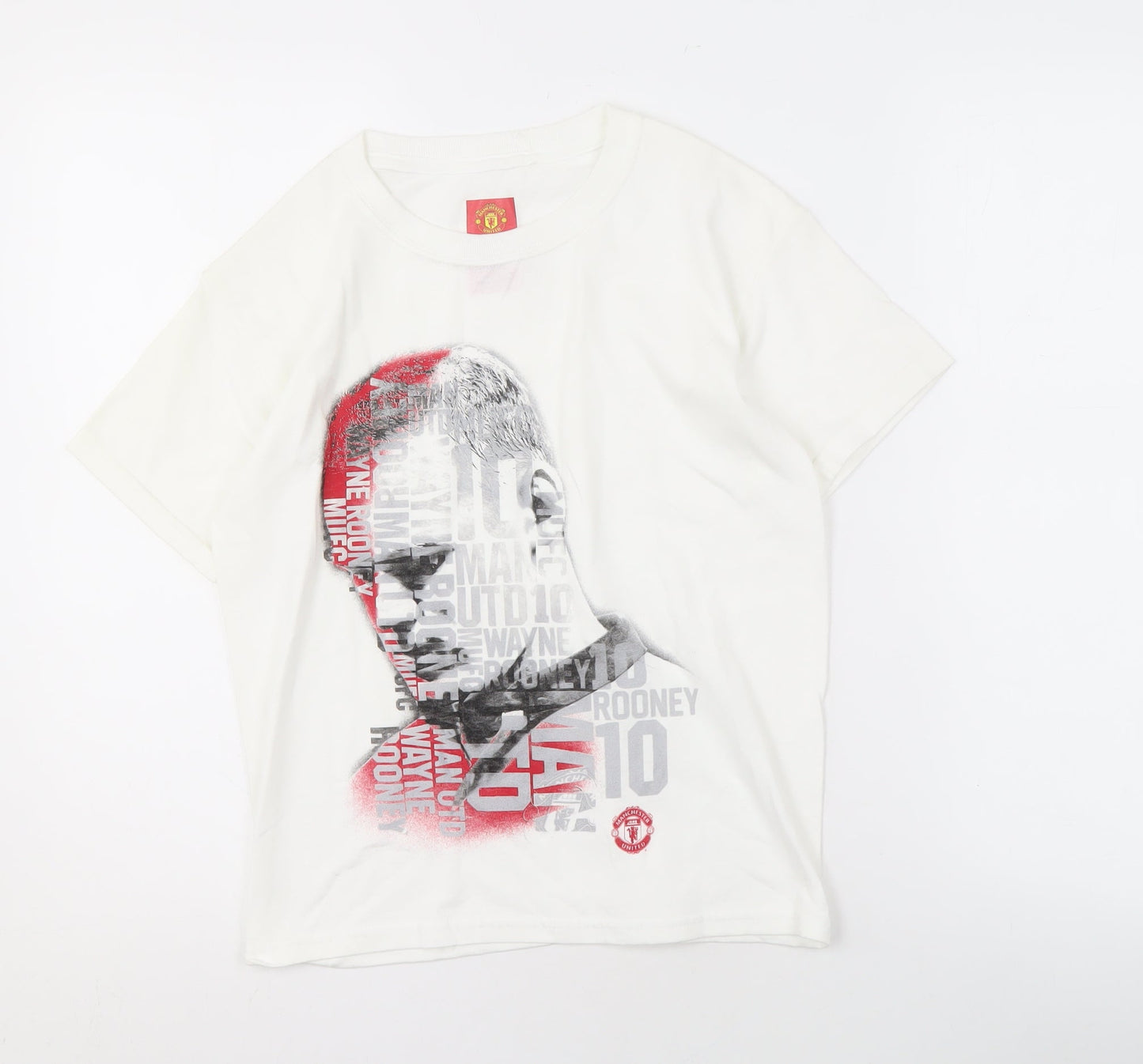Manchester United Boys White Graphic T-Shirt 7-8 Years
