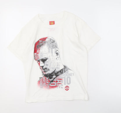Manchester United Boys White Graphic T-Shirt 7-8 Years