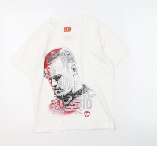 Manchester United Boys White Graphic T-Shirt 7-8 Years